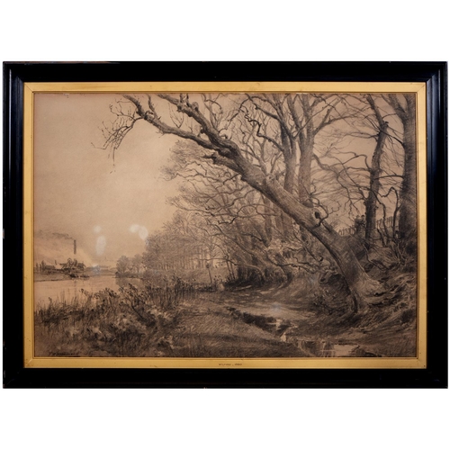 782 - Thomas William Hammond (1854-1935) - The River Trent at Wilford, 1890, signed, pencil and charcoal, ... 