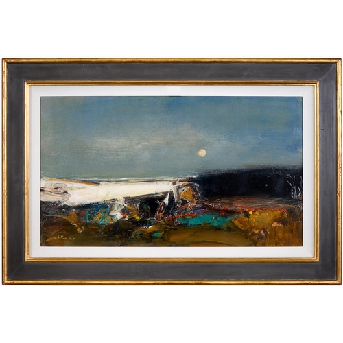 783 - Nael Hanna (1959- ) - Moonlit Coast, signed, oil on board, 39 x 49cm