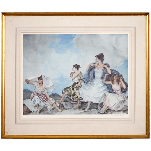 787 - Sir William Russell Flint RA (1880-1969) - Gitanes at La Galea, reproduction printed in colour, sign... 