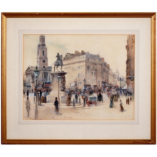 788 - Charles Jones Lauder RSW (1841-1920) - Charing Cross London, signed, watercolour, 39.5 x 51.5cm... 