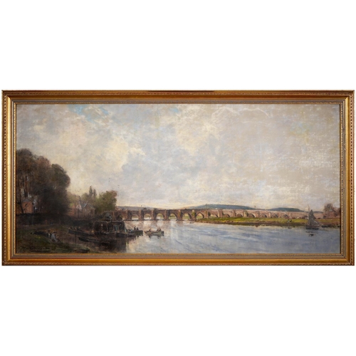 794 - Thomas William Hammond (1854-1935) - Trent Bridge Nottingham, signed, pastel, 51.5 x 112cm... 