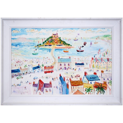 796 - Simeon Stafford (1956- ) - St Michael's Mount from Marazion, signed, dated 09.219 and inscribed on t... 