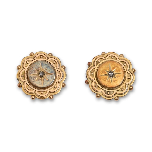 80 - A pair of Victorian diamond earrings, each gypsy set with chip diamond, in gold, originally part of ... 