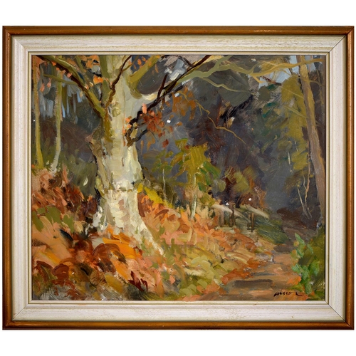 802 - Edward Wesson (1910-1983) - Autumn Walk, signed, oil on board, 37 x 44.5cm