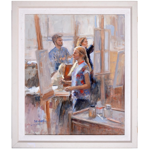 805 - Rob Wareing, 20th/21st century - The Art Class, signed, acrylic on canvas, 58 x 48.5cm... 