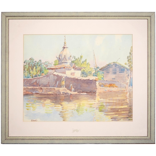 856 - Stan Price (1919-2001) - Ghat Kashmir; Indian Landscape, two, both signed, watercolour, 35.5 x 45cm ... 