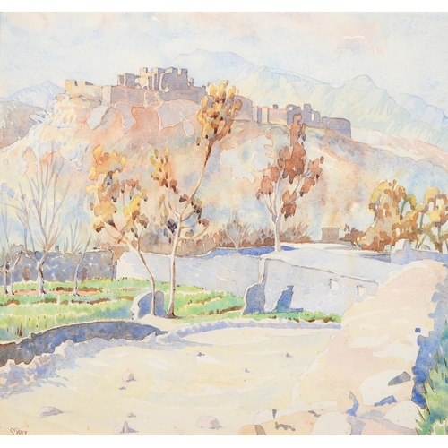 856 - Stan Price (1919-2001) - Ghat Kashmir; Indian Landscape, two, both signed, watercolour, 35.5 x 45cm ... 