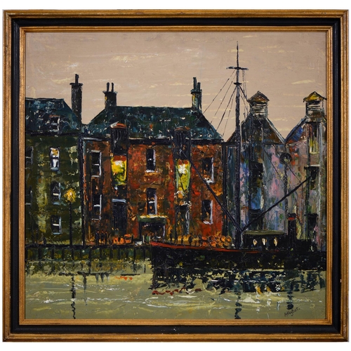 860 - Ashley Best, 20th century - City Quay, signed, oil on board, 55 x 60cm