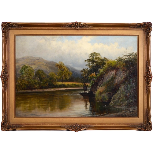 876 - Arthur Walker Redgate (1860-1906) - On the River Conwy Betws-y-Coed, signed, inscribed verso, oil on... 