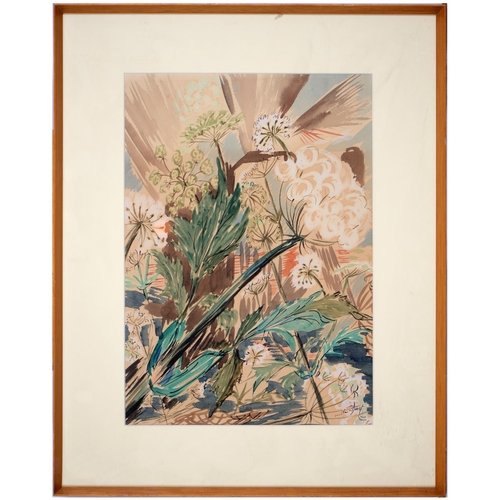 878 - English School, early 20th century - Cow Parsley, indistinctly signed, watercolour, 33.5 x 23cm... 