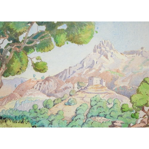 896 - Stan Price (1919-2001) - Malabar Hills Fort, Pakistan, signed, watercolour, 28 x 40cm... 