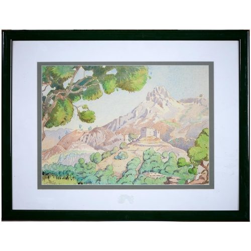 896 - Stan Price (1919-2001) - Malabar Hills Fort, Pakistan, signed, watercolour, 28 x 40cm... 