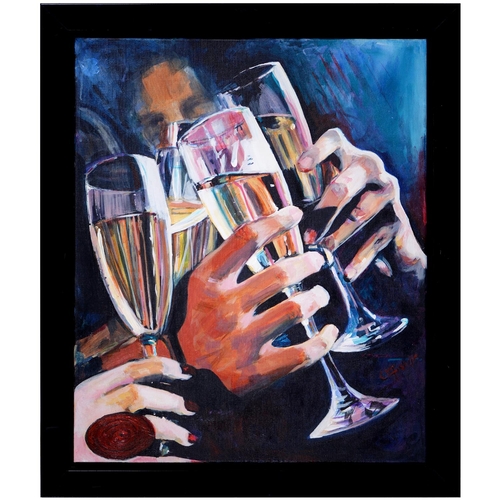 920 - 20th/21st century School - A Toast, signed O Fisher, oil on canvas, 60.5 x 51cm