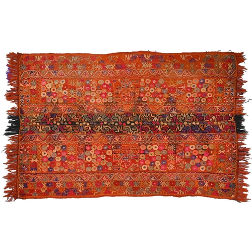 941 - A Middle Eastern wool rug, 182 x 89cm and an Indian needlework rug, 215 x 152cm