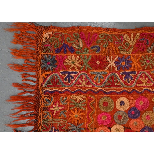 941 - A Middle Eastern wool rug, 182 x 89cm and an Indian needlework rug, 215 x 152cm