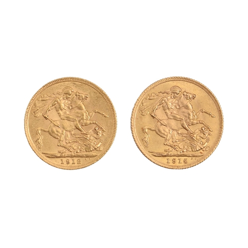 97 - Gold coins. Sovereign 1912 and 1915 (2)