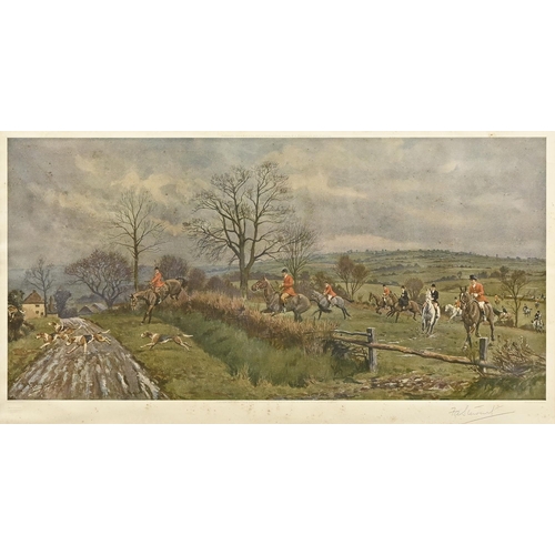 876 - Frank Algernon Stewart (1877-1945) - Fox Hunting, signed within the plate and in pencil, blind-stamp... 