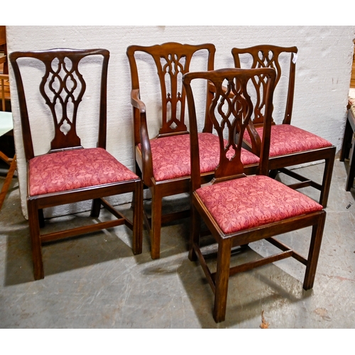 1059 - A pair of Edwardian inlaid mahogany dining chairs, on square tapering forelegs, pair of Victorian ma... 