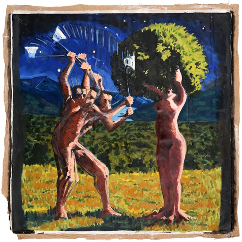 905 - Derek Carruthers (1935-2021) Heracles, Nessus and Deianira, signed Carruthers .4.83 verso, oil on ca... 