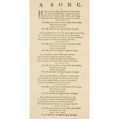 109 - Northumberland. Broadside: Sir John Delaval, Slip Song of Berwick Election, s.l., s.n., n.d. [1754-1... 