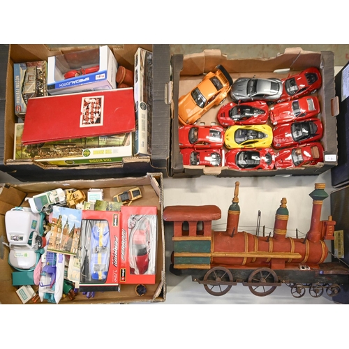 1125 - Miscellaneous vintage toys and games, including Airfix models and Burago diecast racing cars, mostly... 