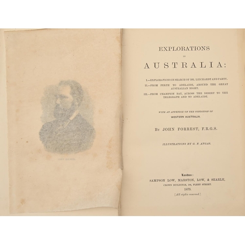 159 - Travel. Forrest (John, FRGS) & Angas (G.F., illustrator), Explorations in Australia, first editi... 