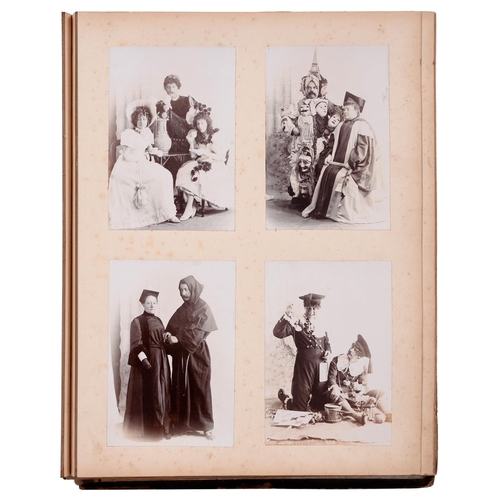 208 - Fancy Dress. A late Victorian family photograph album, n.d., the front illustrated with 54 photograp... 