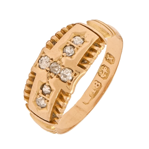 257 - A Victorian diamond cruciform set ring, in 18ct gold, Birmingham 1897, 2.2g, size H