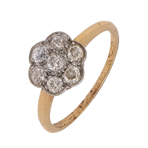 266 - A diamond ring, with old cut diamonds, gold hoop, 2.5g, size P