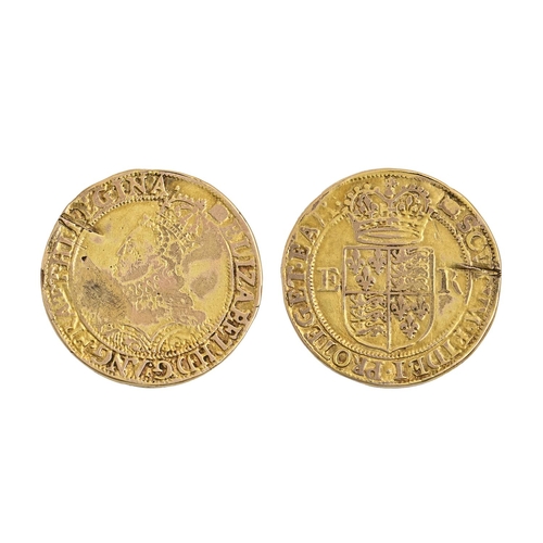 349 - Gold coin. Elizabeth I Half Pound mm Woolpack cast forgery, probably 19th c, 15.5g