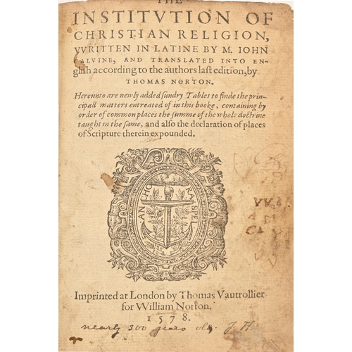 41 - Calvin (John) & Norton (Thomas, translator), The Institution of Christian Religion [...], fourth... 