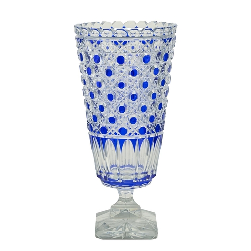 530 - A Bohemian blue flashed and cut glass vase, late 19th c, 33.5cm h