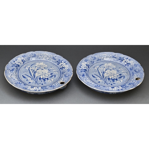 543 - A pair of Copeland & Garrett blue printed earthenware water plates, c1840, with transfer print f... 