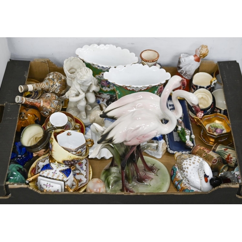 606 - Miscellaneous decorative glass and porcelain, 19th c and later, to include a Royal Crown Derby swan ... 