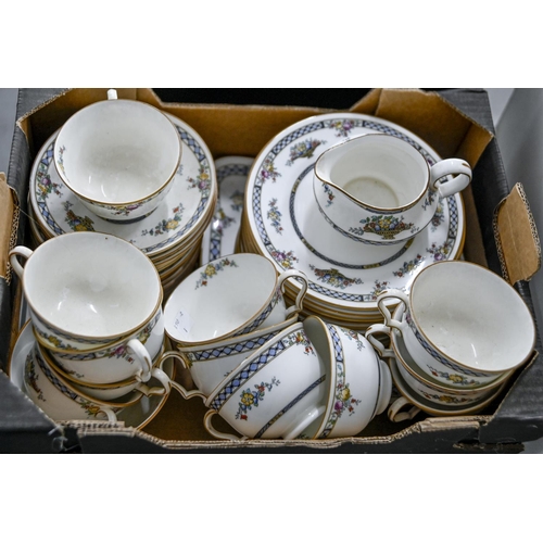 612 - A Royal Doulton Strathmore pattern porcelain part tea service, c1920, including a pair of sandwich p... 