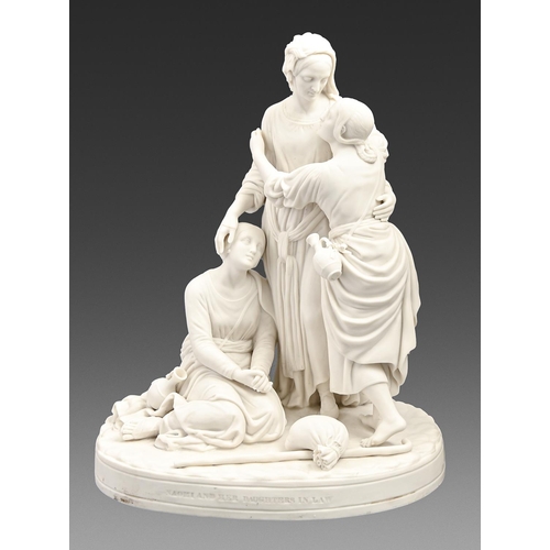 620 - A Minton Parian ware group of Naomi and her Daughters-in-Law, c1870, 35cm h, impressed marks... 