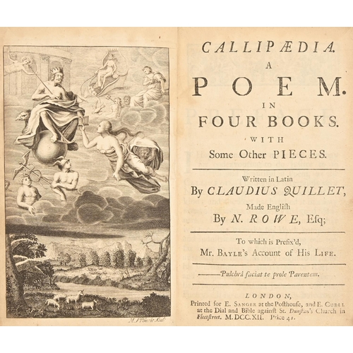 63 - Fine Binding. Quillet (Claudius/Claude, Abbé) & Rowe (Nicholas, translator), Callipædia. A Poem,... 