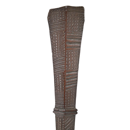 660 - Oceanic Art. A Polynesian ironwood war club, apa'apai, Tonga, 19th c, carved with geometric ornament... 