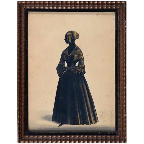 784 - Royal Victoria Gallery (1837-c1854) - Silhouette of a Young Woman, standing full length, cut paper, ... 