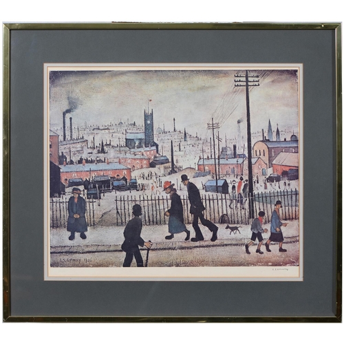 785 - Laurence Stephen Lowry RA (1887-1976) - View of a Town, reproduction, printed in colour, published 1... 