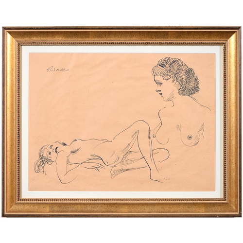 791 - Bruno Beran (1888-1979) - Studies of a Female Nude, signed, pen and ink, 28 x 37.5cm... 