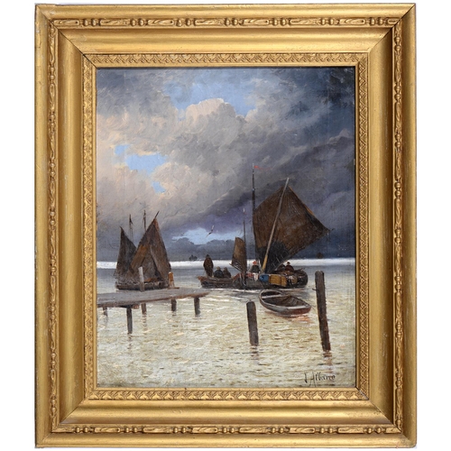 792 - *. Albano, late 19th/early 20th century - Fishing Boats, signed, oil on canvas, 40 x 31.5cm... 