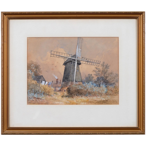 807 - William Henry Prior (1812-1882) - Windmill, the foreground with a washing line, attributed to verso,... 