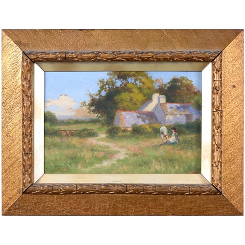 812 - English School, early 20th century - Farmer's Daughter, indistinctly signed *** RCA, oil on board, 2... 