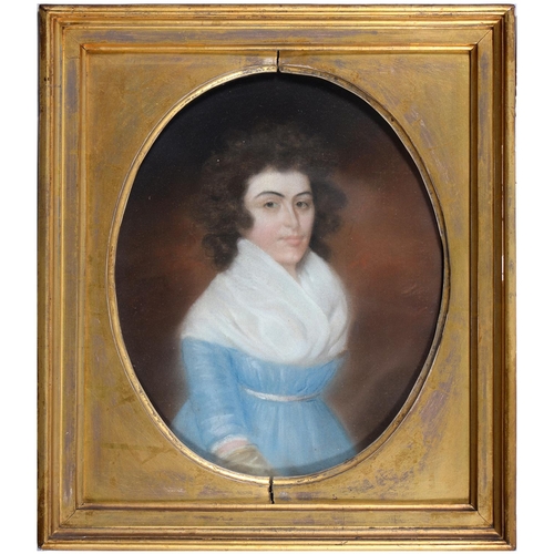 821 - English School, late 18th century – Portrait of a Young Man in a Blue Coat; Portrait of a Woma... 