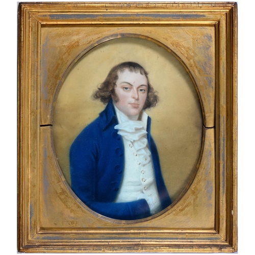 821 - English School, late 18th century – Portrait of a Young Man in a Blue Coat; Portrait of a Woma... 