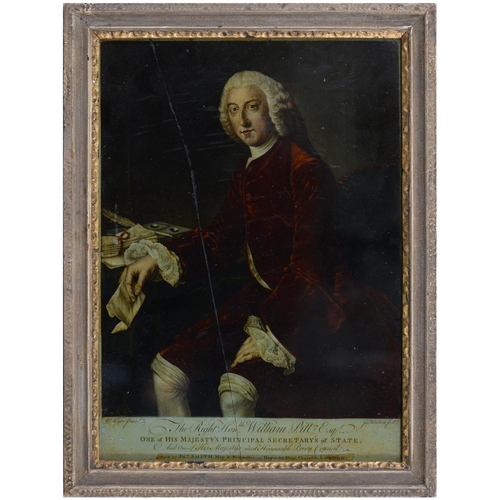 824 - A George III transfer engraving under glass, of William Pitt - The Elder, by James Watson, after the... 