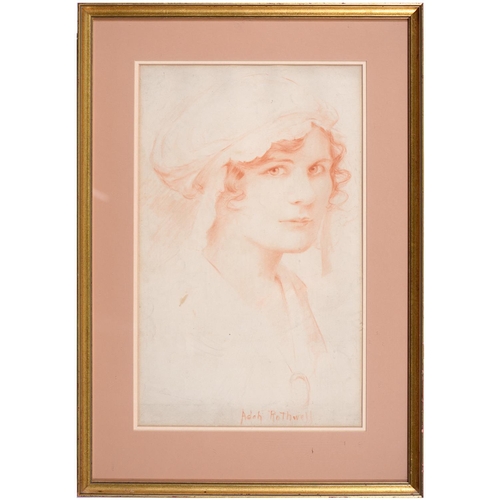 828 - Adah Roswell (exh 1936-1943) - Head of a Girl; Head of a Girl in a Cap, two, one signed, red chalk, ... 