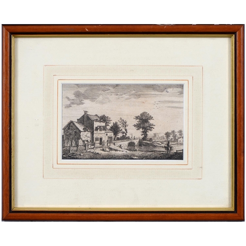 838 - Paul Sandby RA (1731-1809) - Village Landscapes with Figures, pair, signed within the plates, one da... 