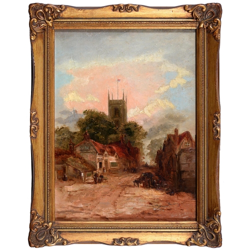 846 - William Boden (1840-1920) - Village Scene, signed, oil on canvas, 30.5 x 23cm